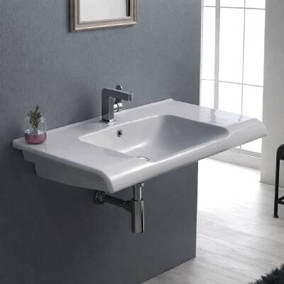 Turkuaz Cerastyle Anova Etajer Uyumlu Beyaz Lavabo 100x50 Cm 090800-u - 2