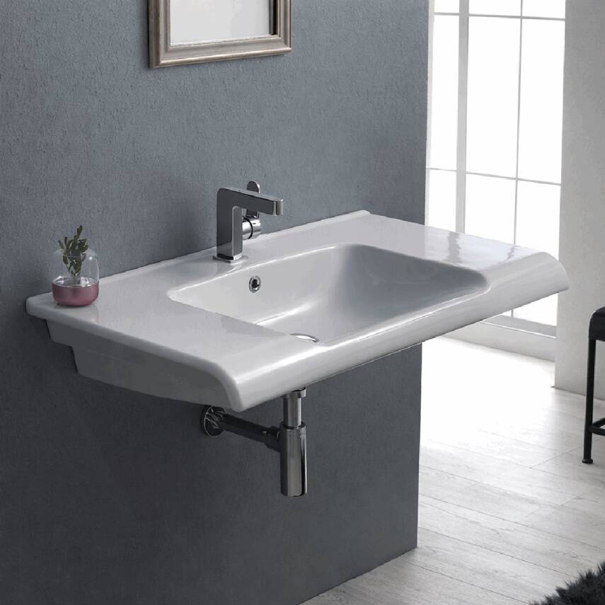 Turkuaz Cerastyle Anova Etajer Uyumlu Beyaz Lavabo 100x50 Cm 090800-u - 2