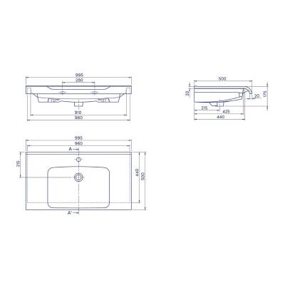 Turkuaz Cerastyle Anova Etajer Uyumlu Beyaz Lavabo 100x50 Cm 090800-u - 5