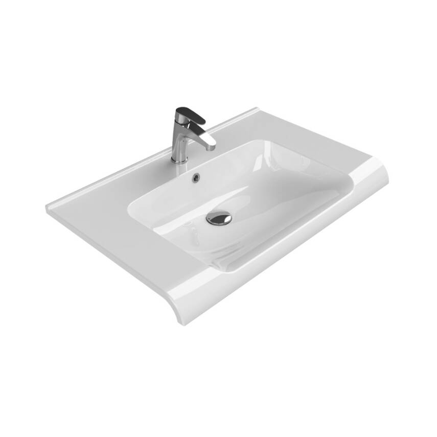 Turkuaz Cerastyle Anova Etajer Uyumlu Beyaz Lavabo 80x50 Cm 090700-u - 1