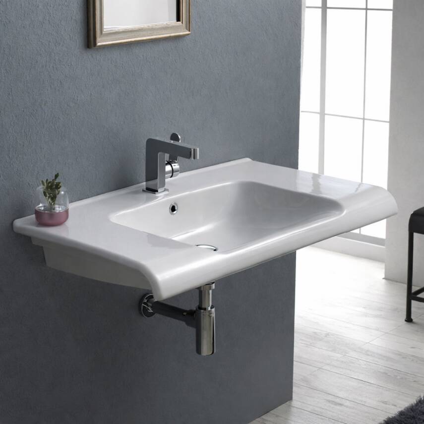 Turkuaz Cerastyle Anova Etajer Uyumlu Beyaz Lavabo 80x50 Cm 090700-u - 6