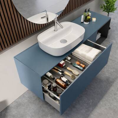 Turkuaz Cerastyle Aqua Tezgâh Üstü Batarya Delikli Beyaz Lavabo 60x40 Cm 077100-u - 2
