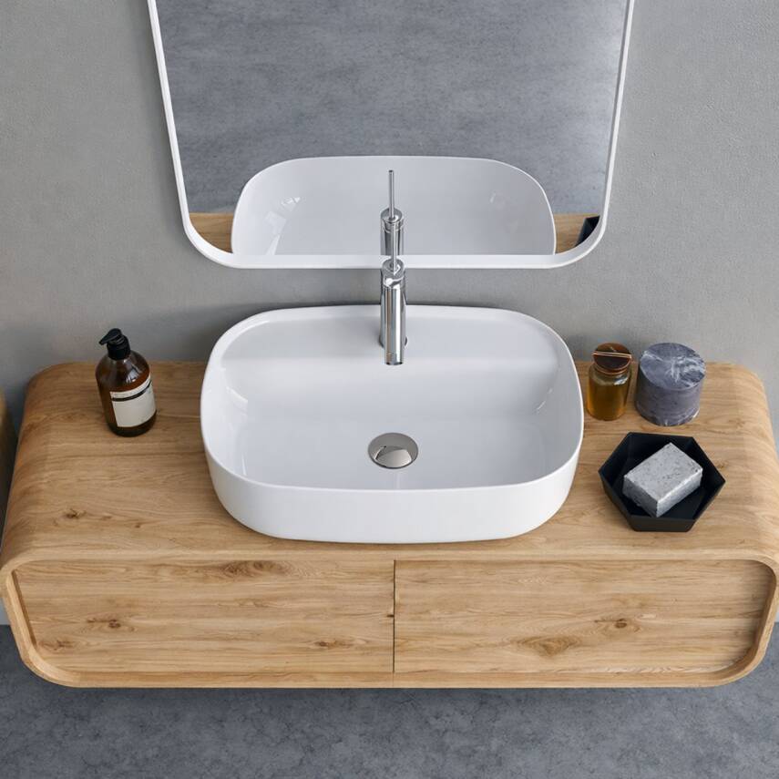 Turkuaz Cerastyle Aqua Tezgâh Üstü Batarya Delikli Beyaz Lavabo 60x40 Cm 077100-u - 3