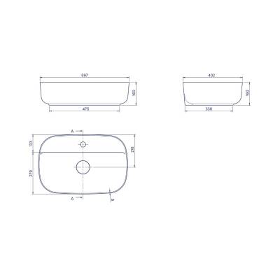 Turkuaz Cerastyle Aqua Tezgâh Üstü Batarya Delikli Beyaz Lavabo 60x40 Cm 077100-u - 4