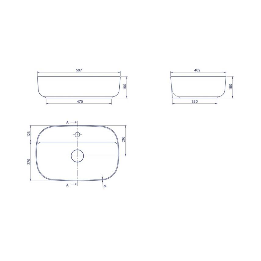 Turkuaz Cerastyle Aqua Tezgâh Üstü Batarya Delikli Beyaz Lavabo 60x40 Cm 077100-u - 4