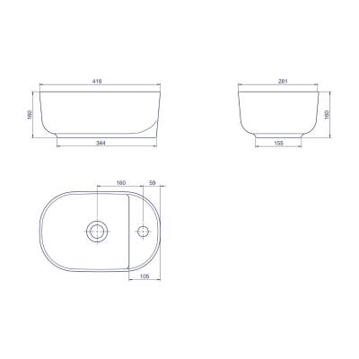 Turkuaz Cerastyle Aqua Tezgâh Üstü Beyaz Lavabo 42x28 Cm 077000-u - 3
