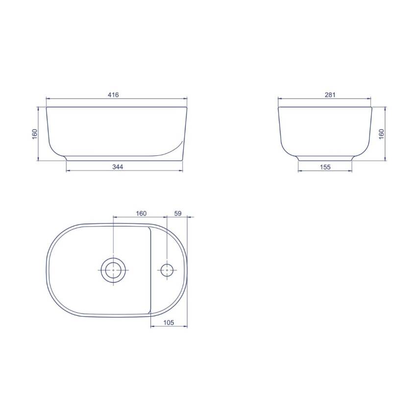 Turkuaz Cerastyle Aqua Tezgâh Üstü Beyaz Lavabo 42x28 Cm 077000-u - 3