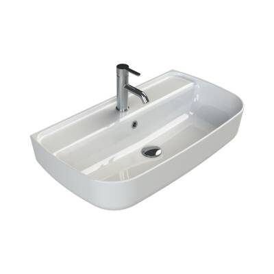 Turkuaz Cerastyle Aqua Tezgâh Üstü Çanak Beyaz Lavabo 75x40 Cm 078700-u