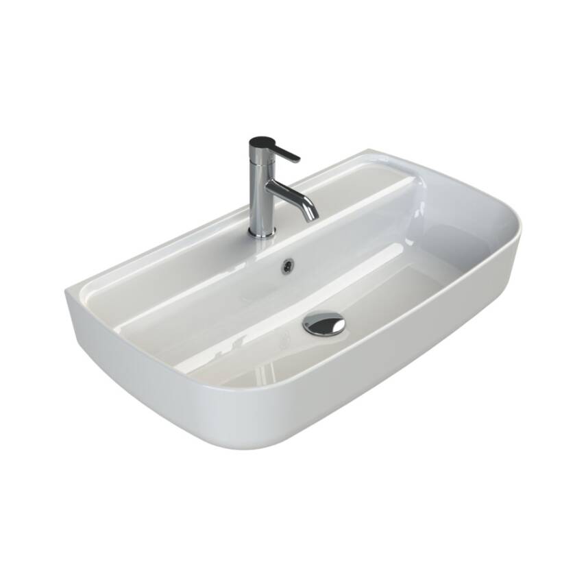 Turkuaz Cerastyle Aqua Tezgâh Üstü Çanak Beyaz Lavabo 75x40 Cm 078700-u - 1