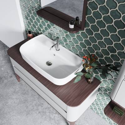 Turkuaz Cerastyle Aqua Tezgâh Üstü Çanak Beyaz Lavabo 75x40 Cm 078700-u - 2