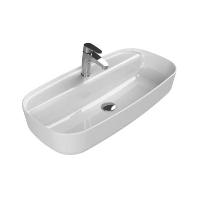 Turkuaz Cerastyle Aqua Tezgâh Üstü Çanak Beyaz Lavabo 80x40 Cm 077300-u