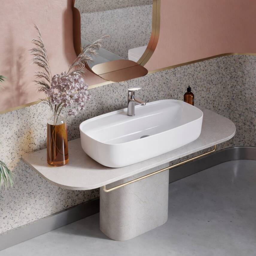 Turkuaz Cerastyle Aqua Tezgâh Üstü Çanak Beyaz Lavabo 80x40 Cm 077300-u - 2