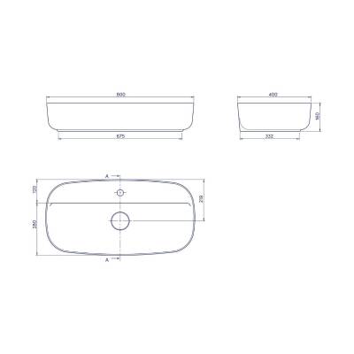 Turkuaz Cerastyle Aqua Tezgâh Üstü Çanak Beyaz Lavabo 80x40 Cm 077300-u - 3