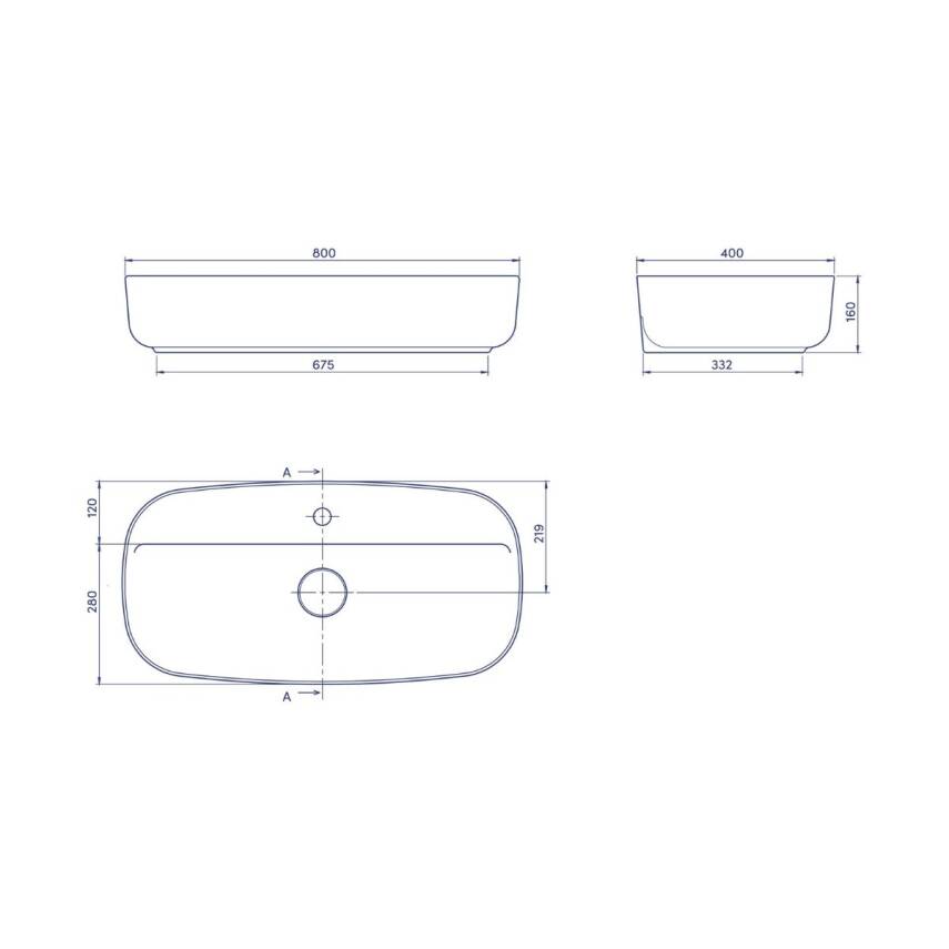Turkuaz Cerastyle Aqua Tezgâh Üstü Çanak Beyaz Lavabo 80x40 Cm 077300-u - 3