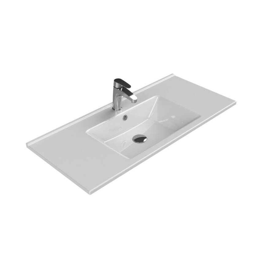 Turkuaz Cerastyle Arte Etajer Uyumlu Beyaz Lavabo 100x45 Cm 067600-u - 1