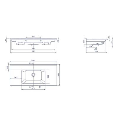 Turkuaz Cerastyle Arte Etajer Uyumlu Beyaz Lavabo 100x45 Cm 067600-u - 4