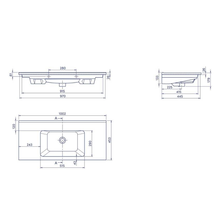 Turkuaz Cerastyle Arte Etajer Uyumlu Beyaz Lavabo 100x45 Cm 067600-u - 4