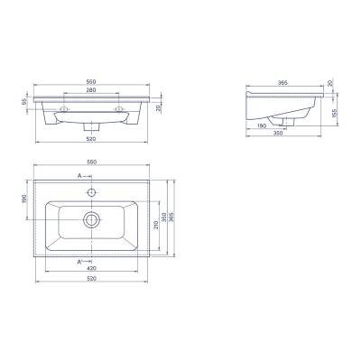 Turkuaz Cerastyle Arte Etajer Uyumlu Beyaz Lavabo 55x36 Cm 067200-u - 3