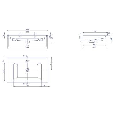 Turkuaz Cerastyle Arte Etajer Uyumlu Beyaz Lavabo 85x45 Cm 067500-u - 4