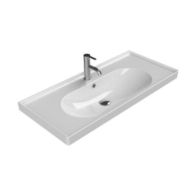 Turkuaz Cerastyle Arya Etajer Uyumlu Beyaz Lavabo 100x45 Cm 043500-u