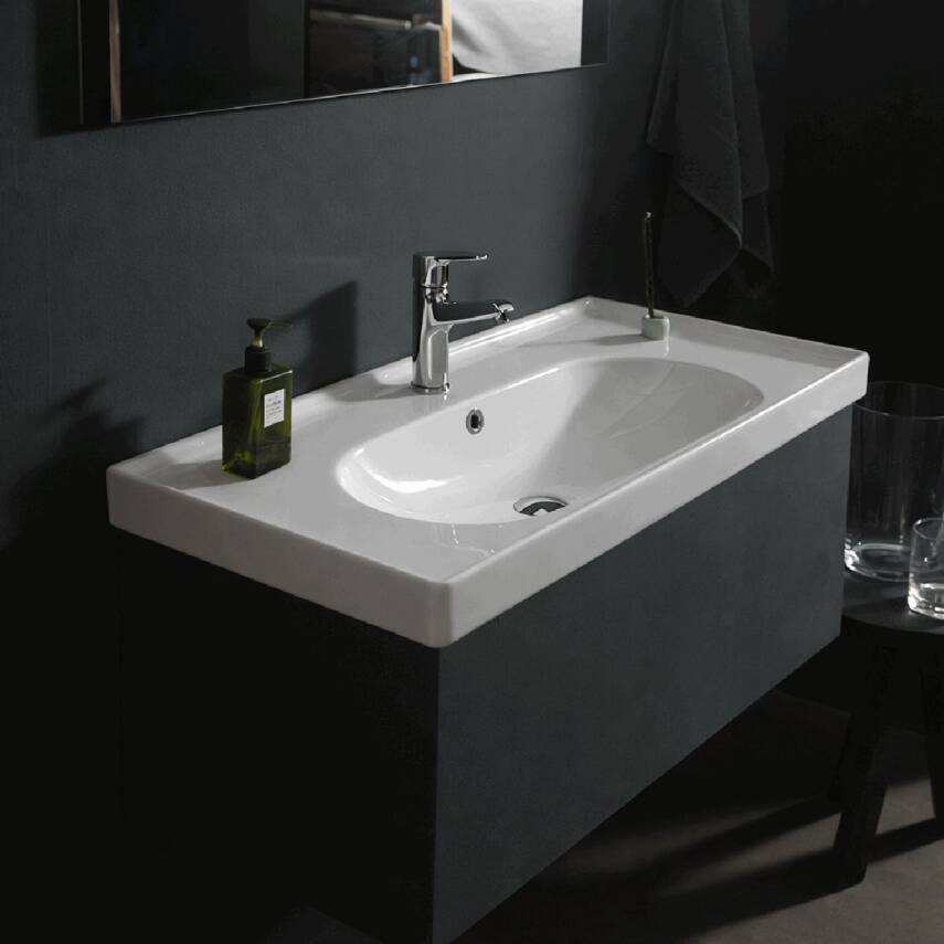 Turkuaz Cerastyle Arya Etajer Uyumlu Beyaz Lavabo 100x45 Cm 043500-u - 3