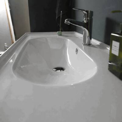 Turkuaz Cerastyle Arya Etajer Uyumlu Beyaz Lavabo 100x45 Cm 043500-u - 4
