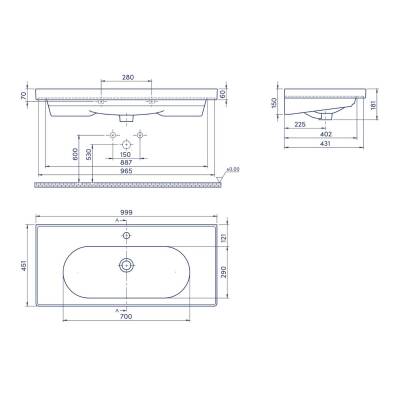 Turkuaz Cerastyle Arya Etajer Uyumlu Beyaz Lavabo 100x45 Cm 043500-u - 5
