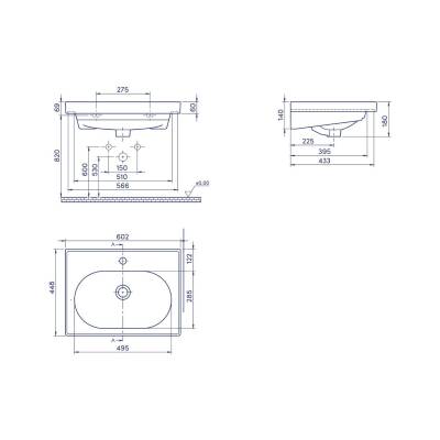 Turkuaz Cerastyle Arya Etajer Uyumlu Beyaz Lavabo 60x45 Cm 043100-u - 5