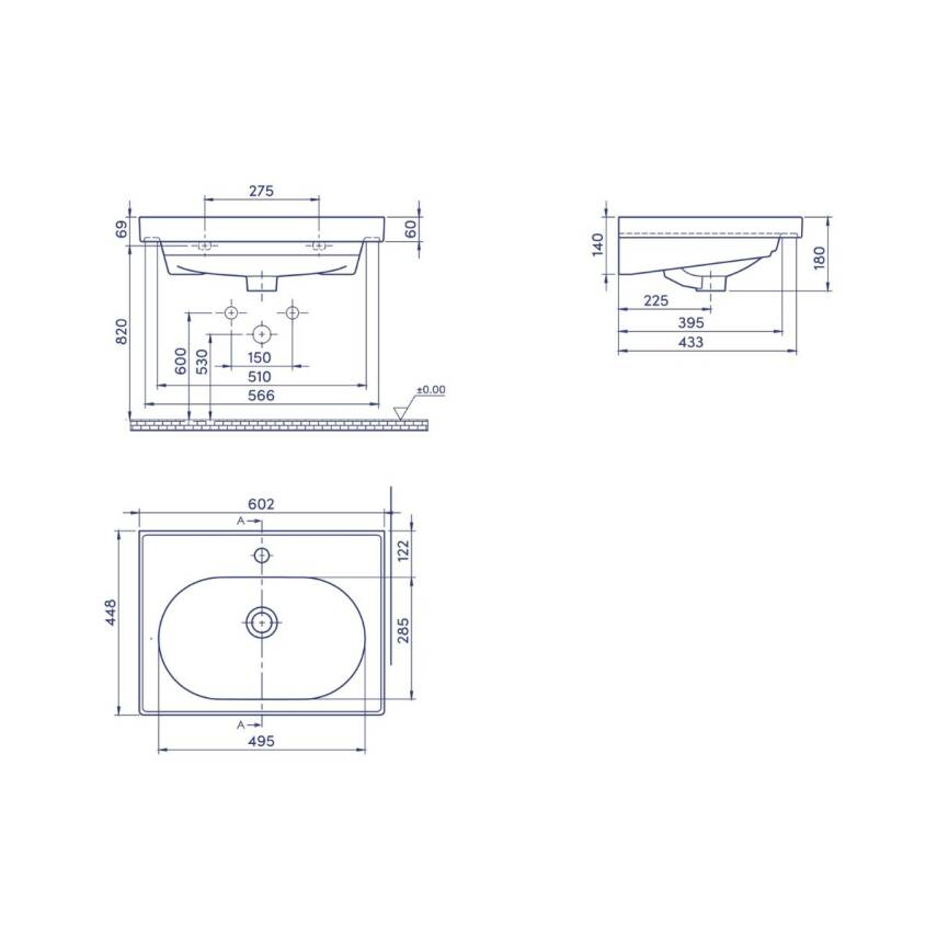 Turkuaz Cerastyle Arya Etajer Uyumlu Beyaz Lavabo 60x45 Cm 043100-u - 5