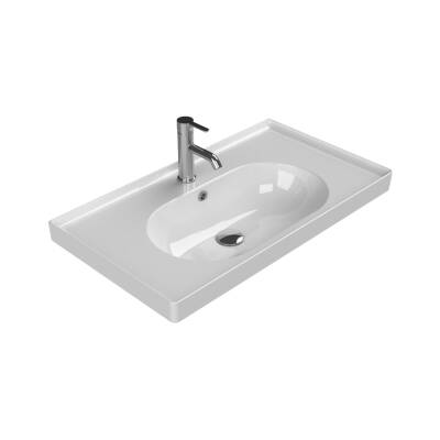 Turkuaz Cerastyle Arya Etajer Uyumlu Beyaz Lavabo 80x45 Cm 043300-u