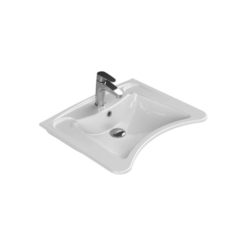 Turkuaz Cerastyle Bedensel Engelli Batarya Delikli Beyaz Lavabo 60x49 Cm 017100-u - 1