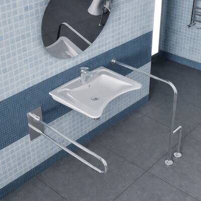 Turkuaz Cerastyle Bedensel Engelli Batarya Delikli Beyaz Lavabo 60x49 Cm 017100-u - 3