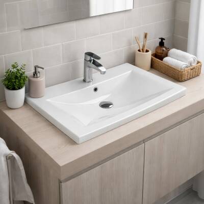 Turkuaz Cerastyle Bella Tezgâh Üstü Beyaz Lavabo 70x45 Cm 074600-u - 2