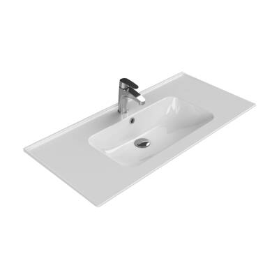 Turkuaz Cerastyle Blue Etajer Uyumlu Beyaz Lavabo 100x47 Cm 042500-u