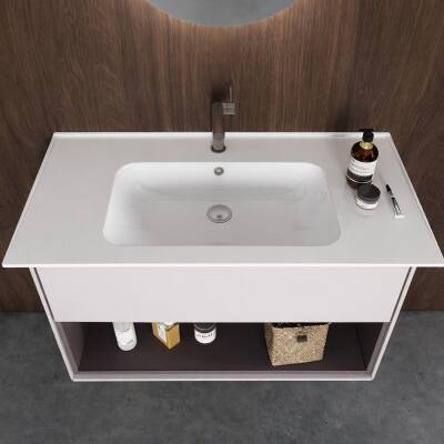 Turkuaz Cerastyle Blue Etajer Uyumlu Beyaz Lavabo 100x47 Cm 042500-u - 3