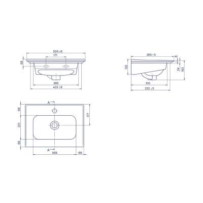 Turkuaz Cerastyle Blue Etajer Uyumlu Beyaz Lavabo 50x36 Cm 041900-u - 5