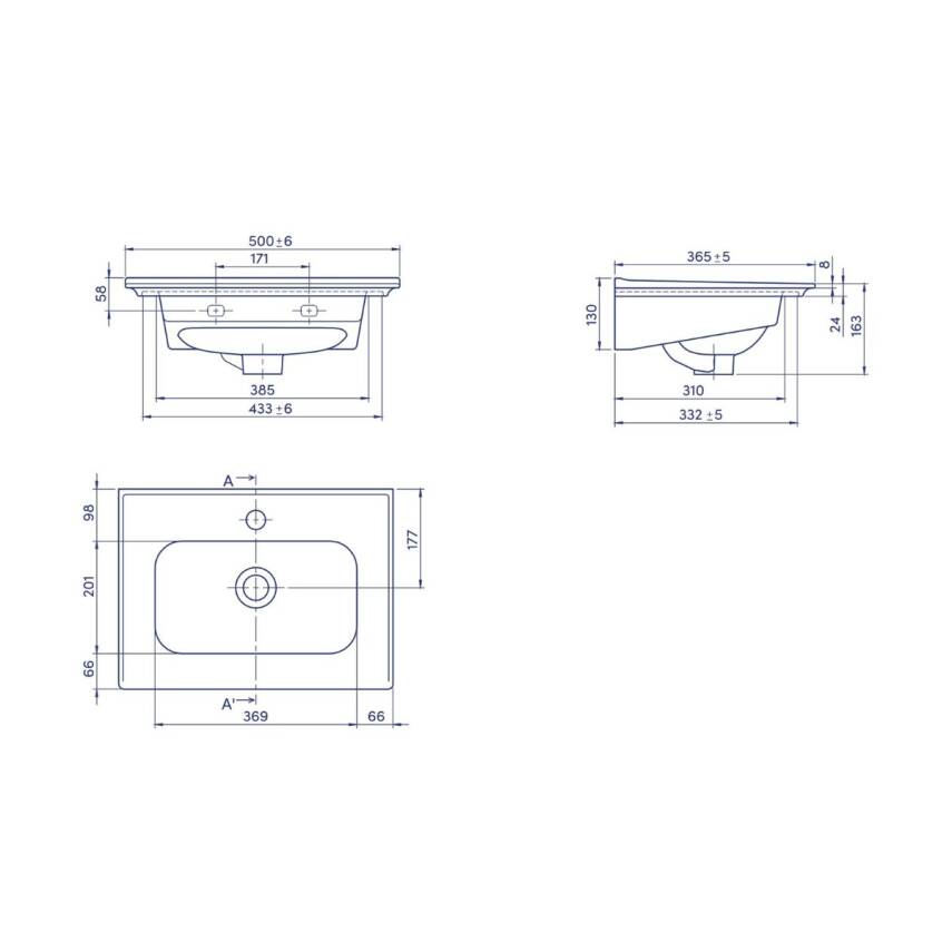 Turkuaz Cerastyle Blue Etajer Uyumlu Beyaz Lavabo 50x36 Cm 041900-u - 5