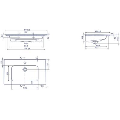 Turkuaz Cerastyle Blue Etajer Uyumlu Beyaz Lavabo 80x47 Cm 042300-u - 5