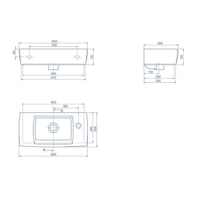 Turkuaz Cerastyle City Etajer Uyumlu Sağ Beyaz Lavabo 50x25 Cm 001500-u - 3