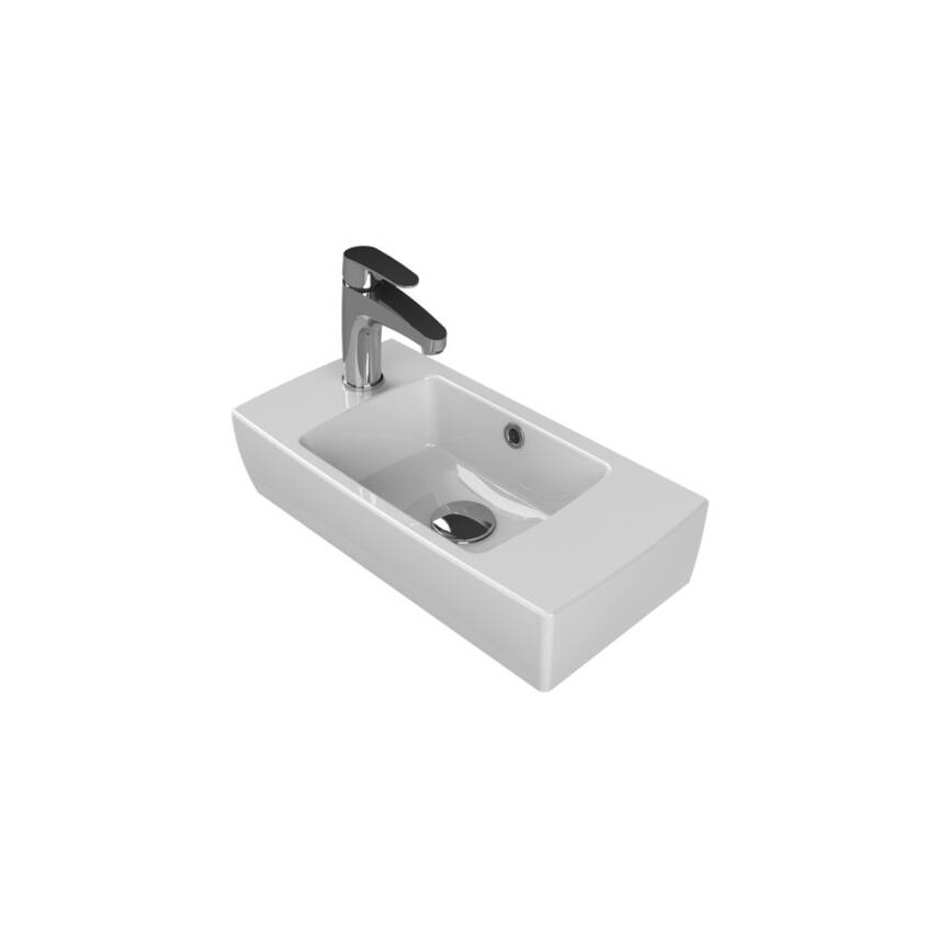 Turkuaz Cerastyle City Etajer Uyumlu Sol Beyaz Lavabo 50x25 Cm 001600-u - 1