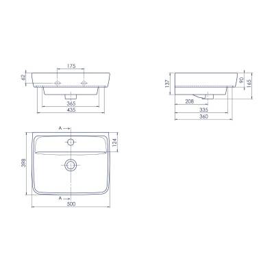 Turkuaz Cerastyle Duru Etajer Uyumlu Beyaz Lavabo 50x40 Cm 035000-u - 4