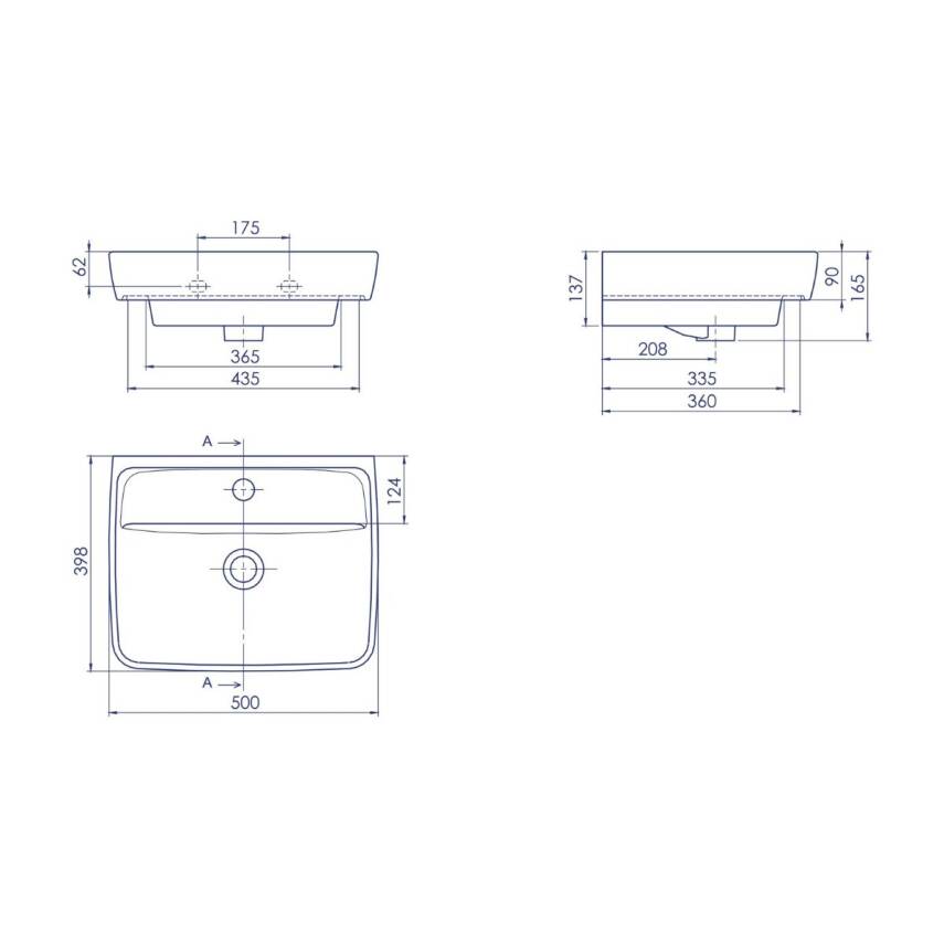 Turkuaz Cerastyle Duru Etajer Uyumlu Beyaz Lavabo 50x40 Cm 035000-u - 4