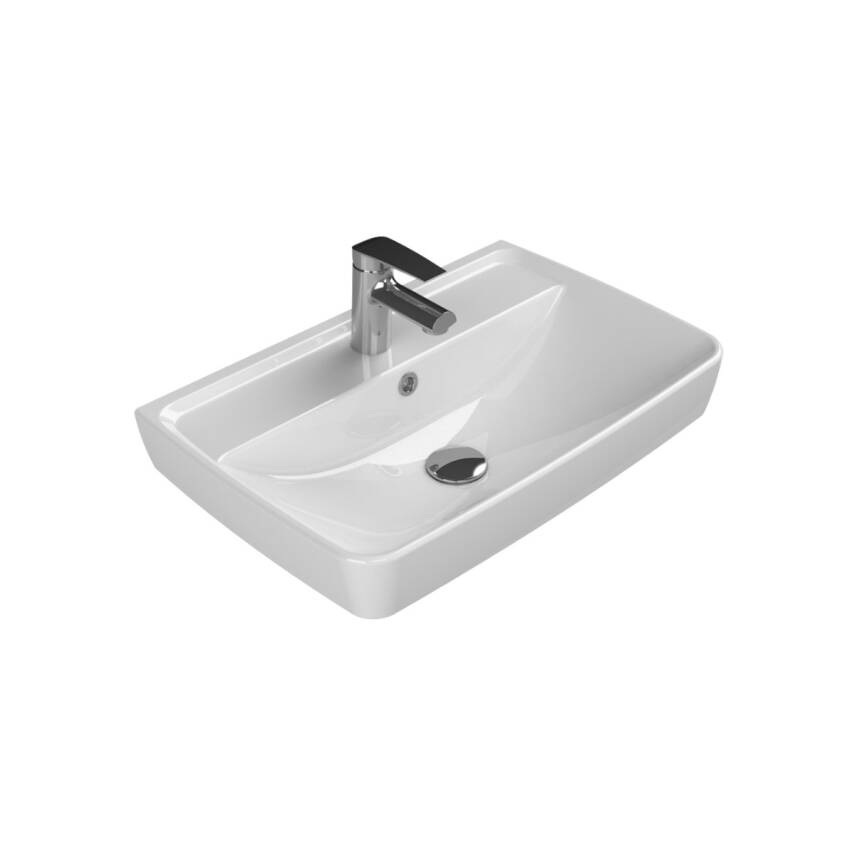 Turkuaz Cerastyle Duru Etajer Uyumlu Beyaz Lavabo 60x40 Cm 035100-u - 1