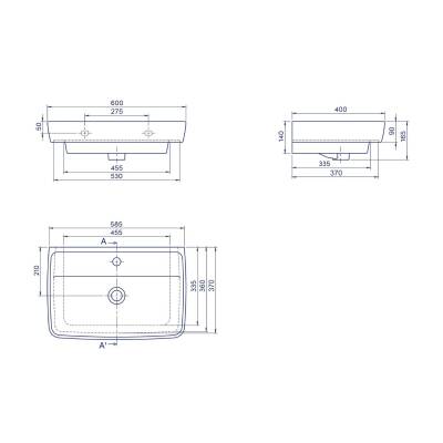 Turkuaz Cerastyle Duru Etajer Uyumlu Beyaz Lavabo 60x40 Cm 035100-u - 4