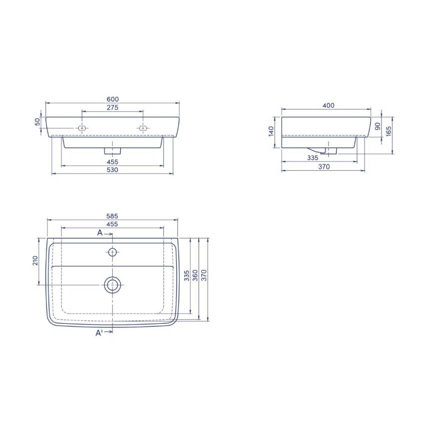 Turkuaz Cerastyle Duru Etajer Uyumlu Beyaz Lavabo 60x40 Cm 035100-u - 4
