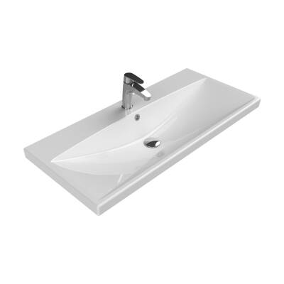 Turkuaz Cerastyle Elite Etajer Uyumlu Beyaz Lavabo 100x45 Cm 032400-u