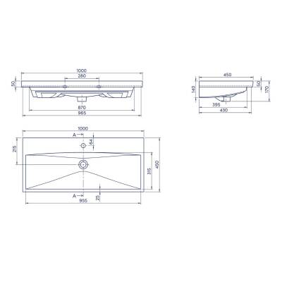 Turkuaz Cerastyle Elite Etajer Uyumlu Beyaz Lavabo 100x45 Cm 032400-u - 5