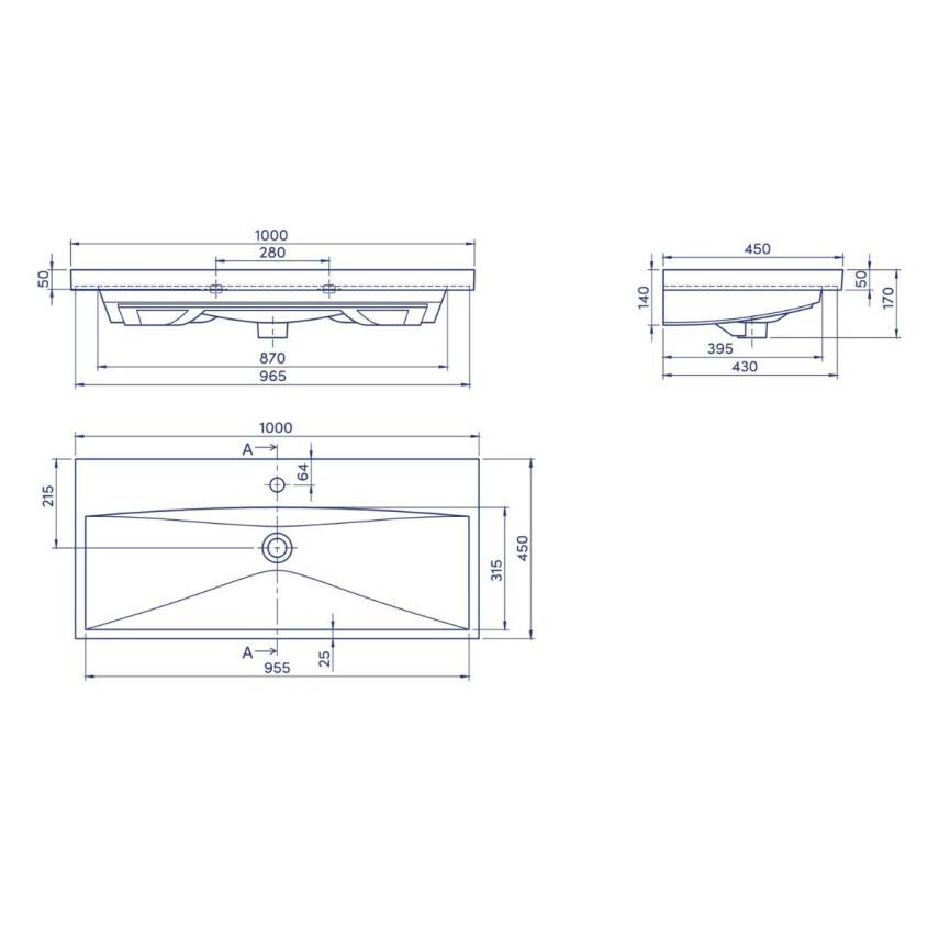Turkuaz Cerastyle Elite Etajer Uyumlu Beyaz Lavabo 100x45 Cm 032400-u - 5