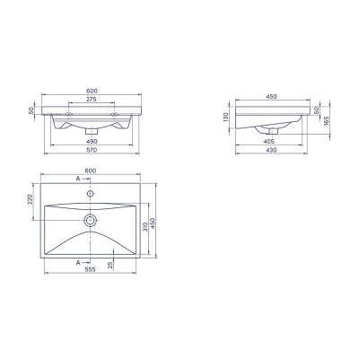 Turkuaz Cerastyle Elite Etajer Uyumlu Beyaz Lavabo 60x45 Cm 032000-u - 5