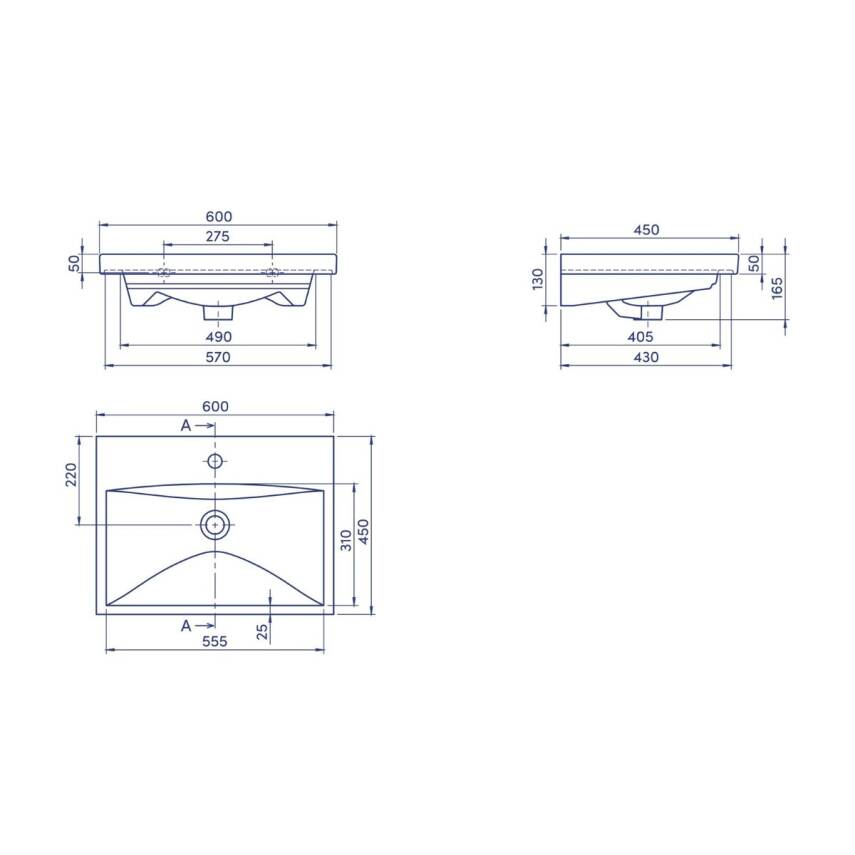 Turkuaz Cerastyle Elite Etajer Uyumlu Beyaz Lavabo 60x45 Cm 032000-u - 5